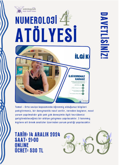 Numeroloji Pratik Atölyesi 14 Aralık 2024 Cumartesi