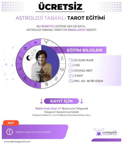 ÜCRETSİZ ASTROLOJİ TABANLI TAROT EĞİTİMİ OCAK 2026